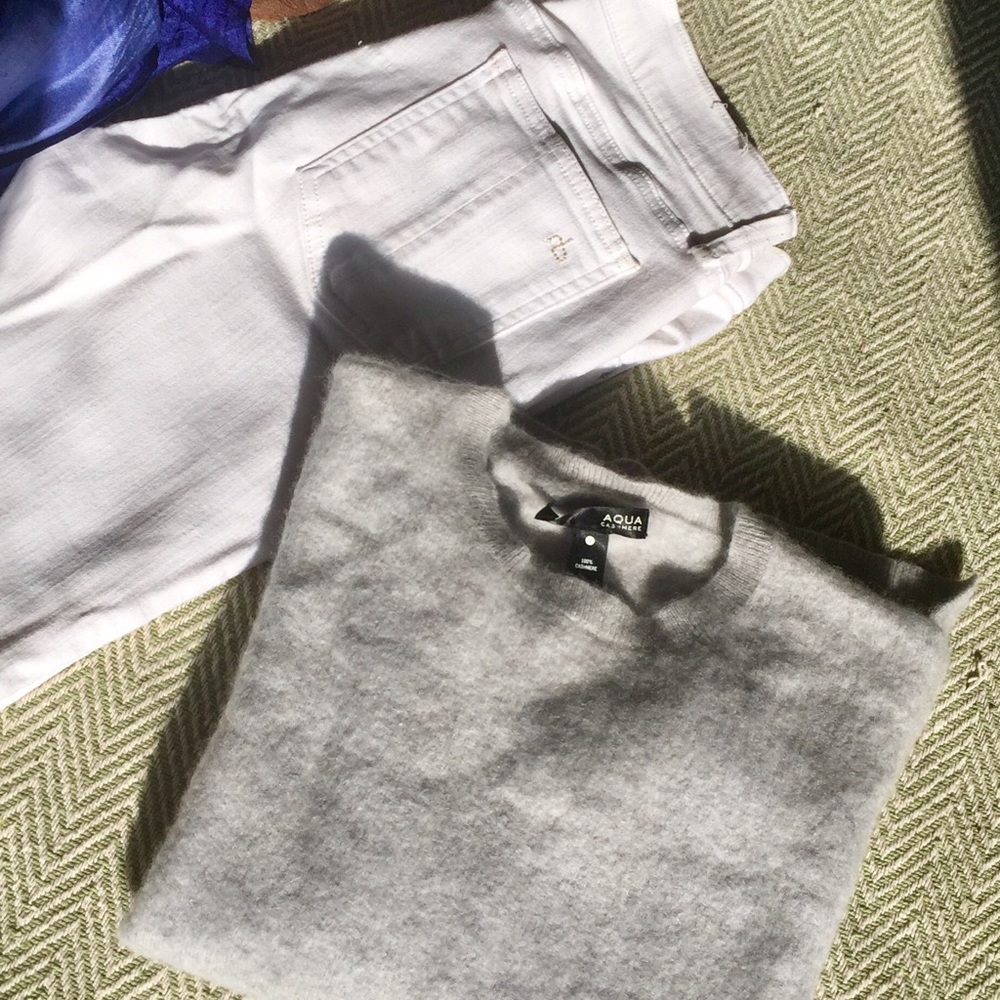 “Aqua” Cashmere Crewneck Sweater